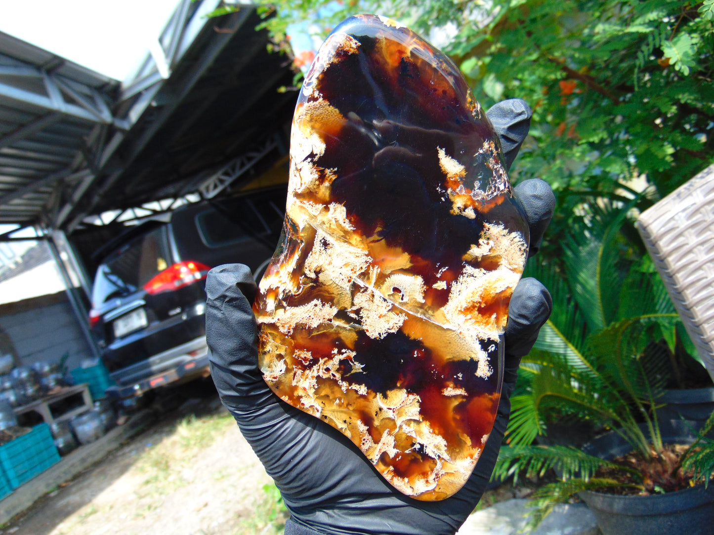 176 gram Slab polished Indonesian Sumatra Zebra Red Amber for Healing 25N163
