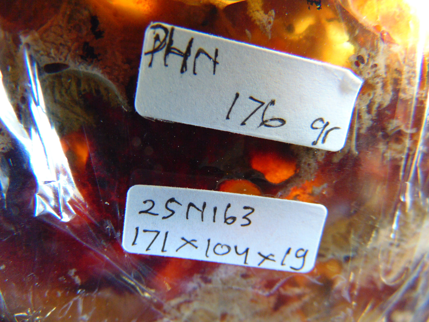 176 gram Slab polished Indonesian Sumatra Zebra Red Amber for Healing 25N163