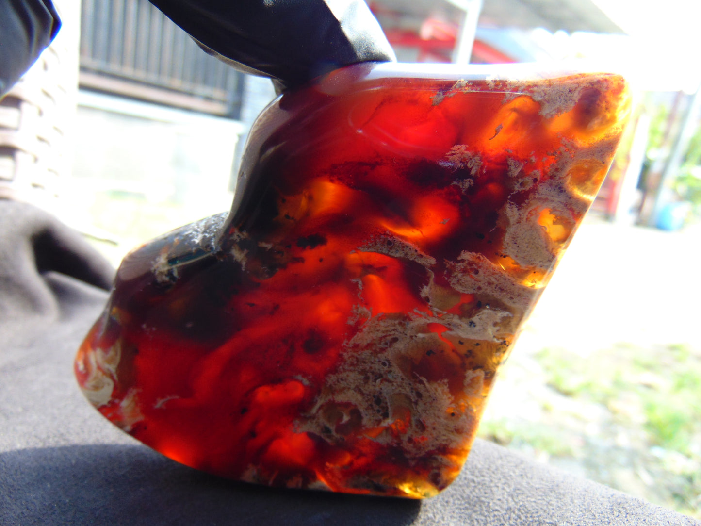 98 gram Slab polished Indonesian Sumatra Cherry Red Amber for Healing 25Y107