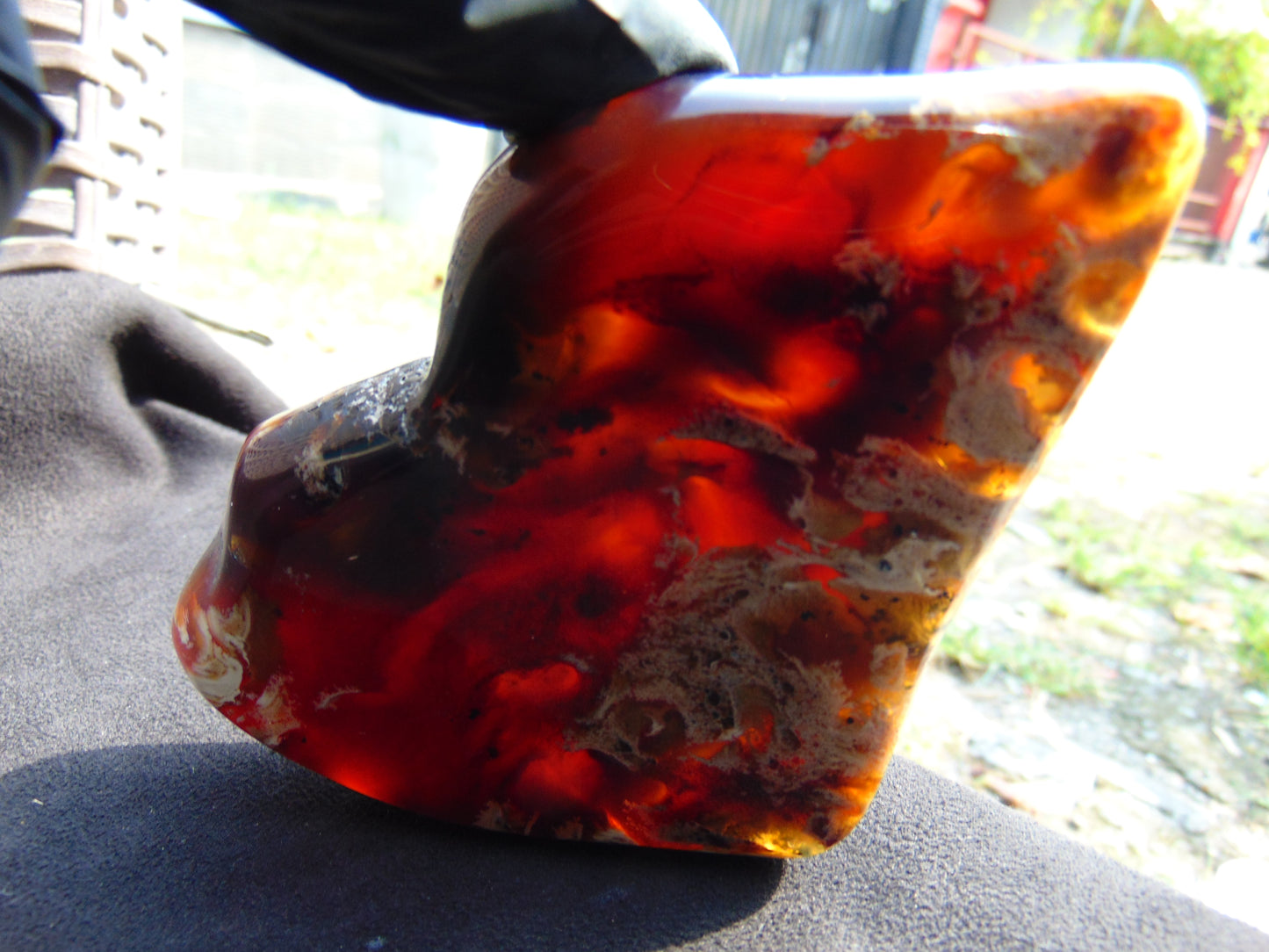 98 gram Slab polished Indonesian Sumatra Cherry Red Amber for Healing 25Y107