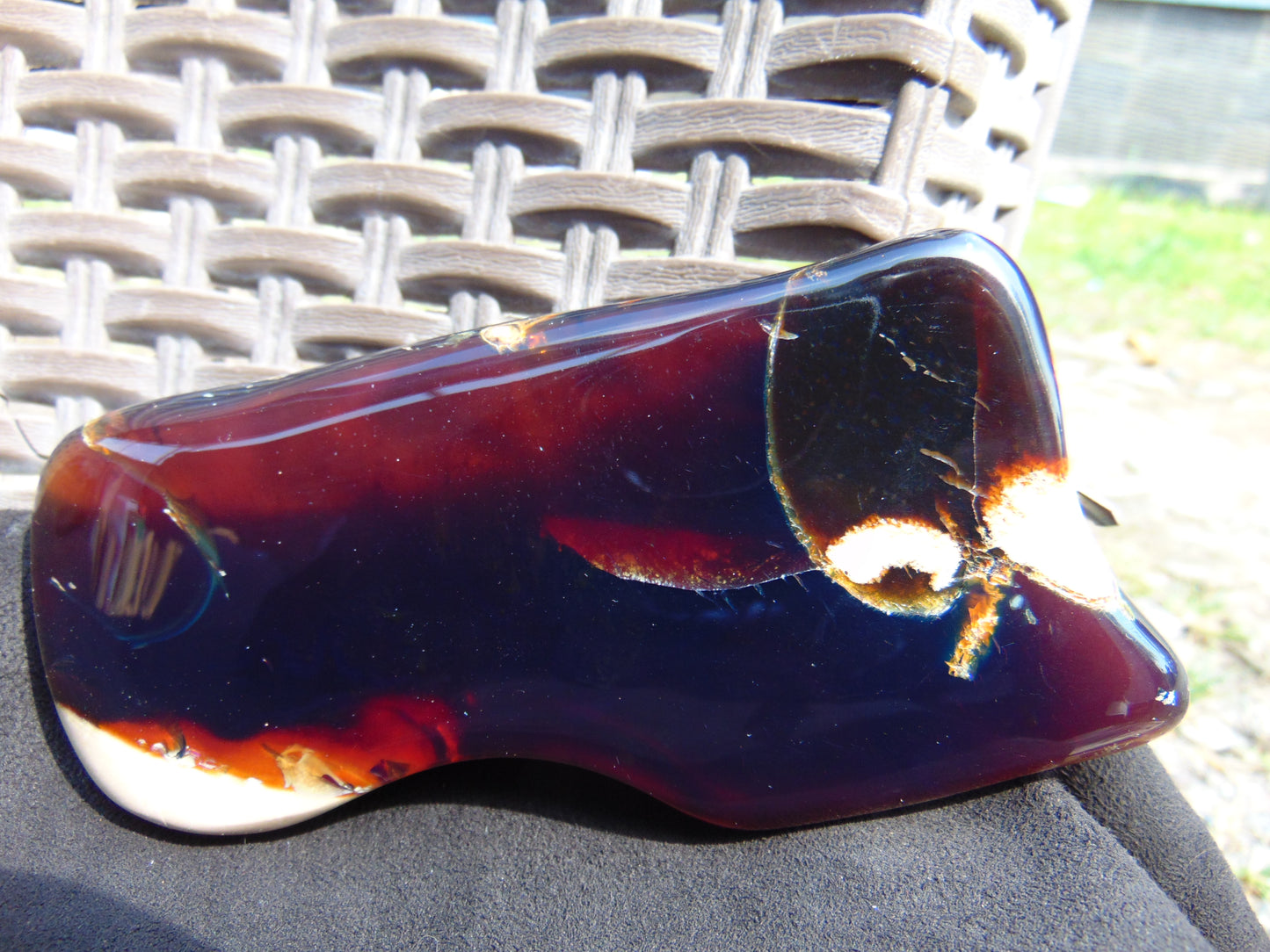 101 gram Slab polished Indonesian Sumatra Purple Blue Amber for Healing 25N158