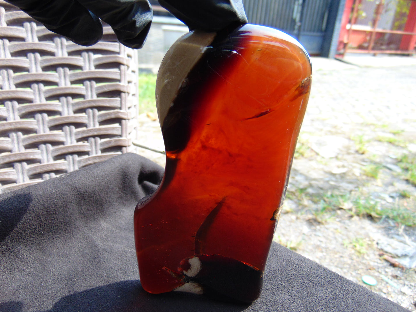101 gram Slab polished Indonesian Sumatra Purple Blue Amber for Healing 25N158