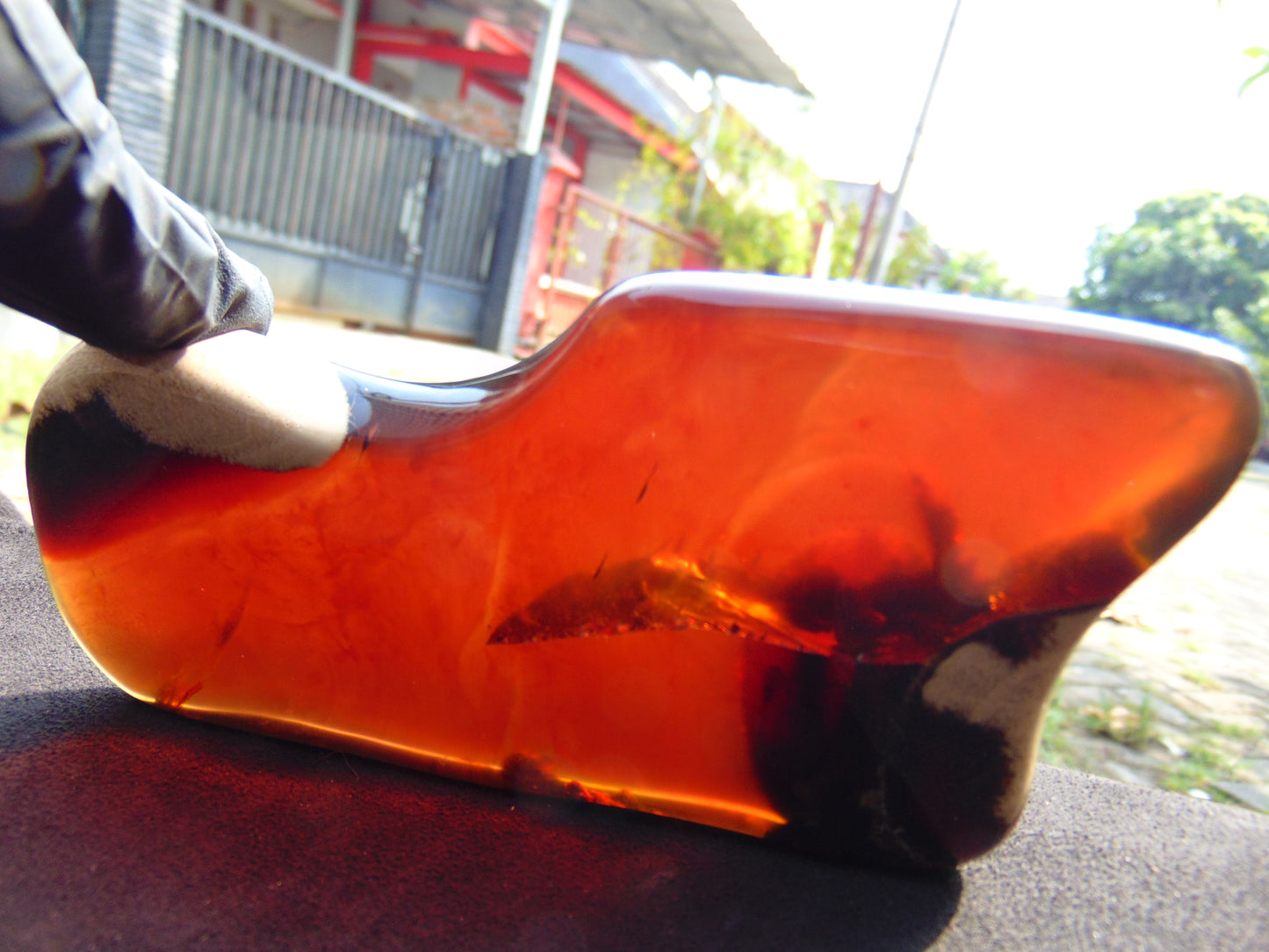 101 gram Slab polished Indonesian Sumatra Purple Blue Amber for Healing 25N158