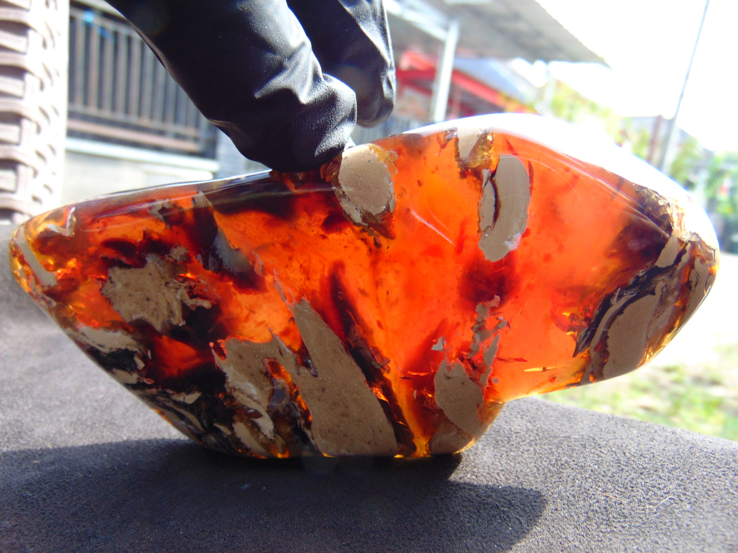 117 gram Slab polish Indonesian Sumatra White Blue Amber for Healing 25Y127