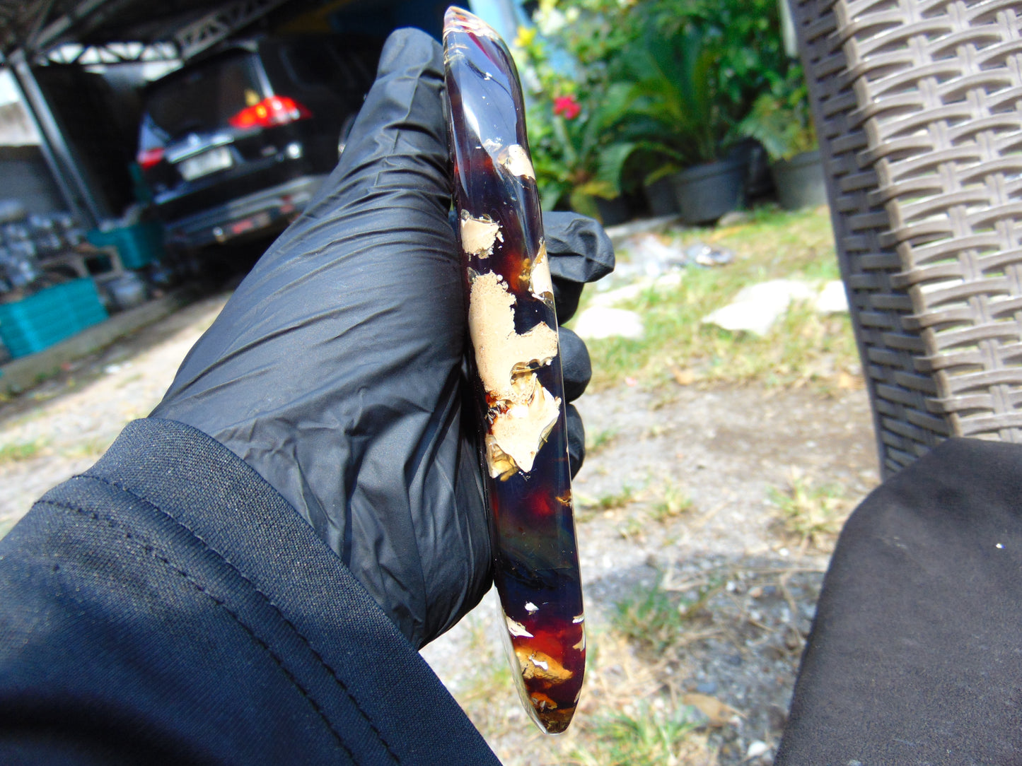 117 gram Slab polish Indonesian Sumatra White Blue Amber for Healing 25Y127