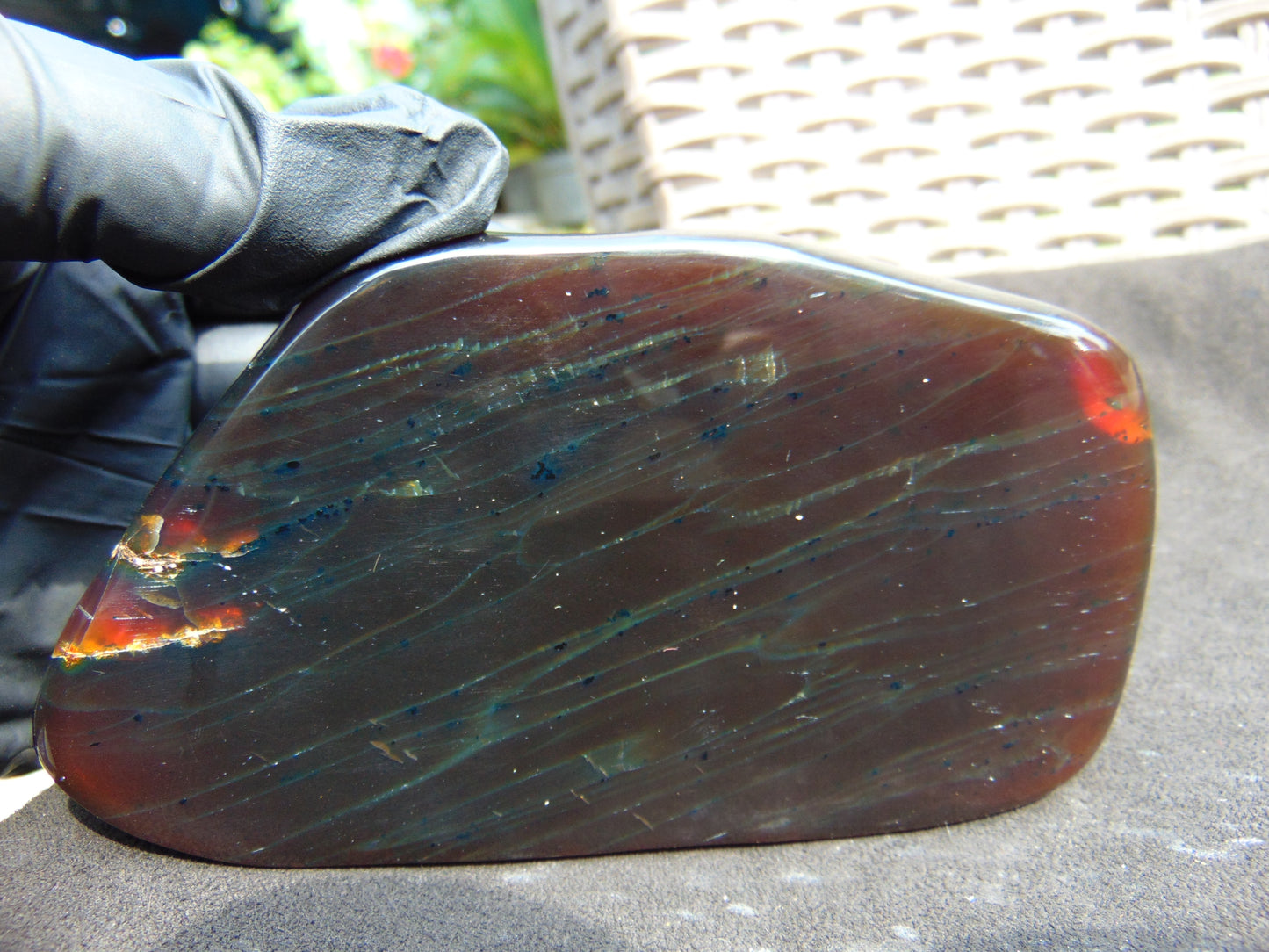 144 gram Slab polished Indonesian Sumatra Cherry Red Amber for Healing 25A204