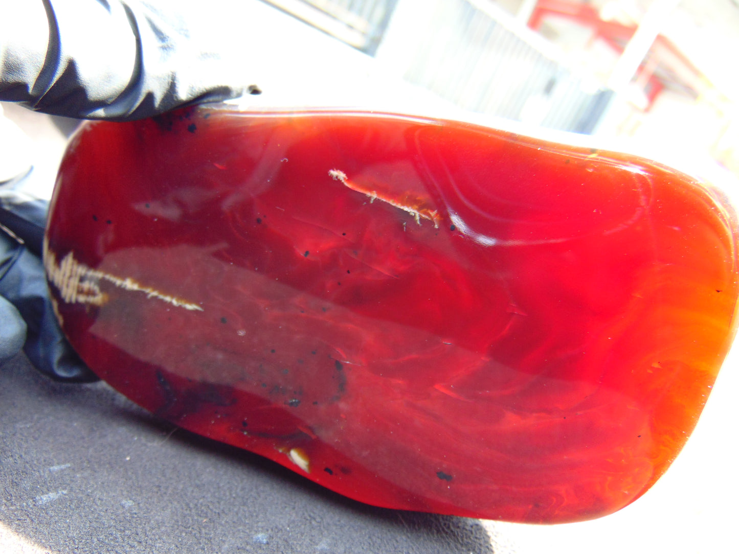 138 gram Slab polished Indonesian Sumatra Cherry Red Amber for Healing 25N159