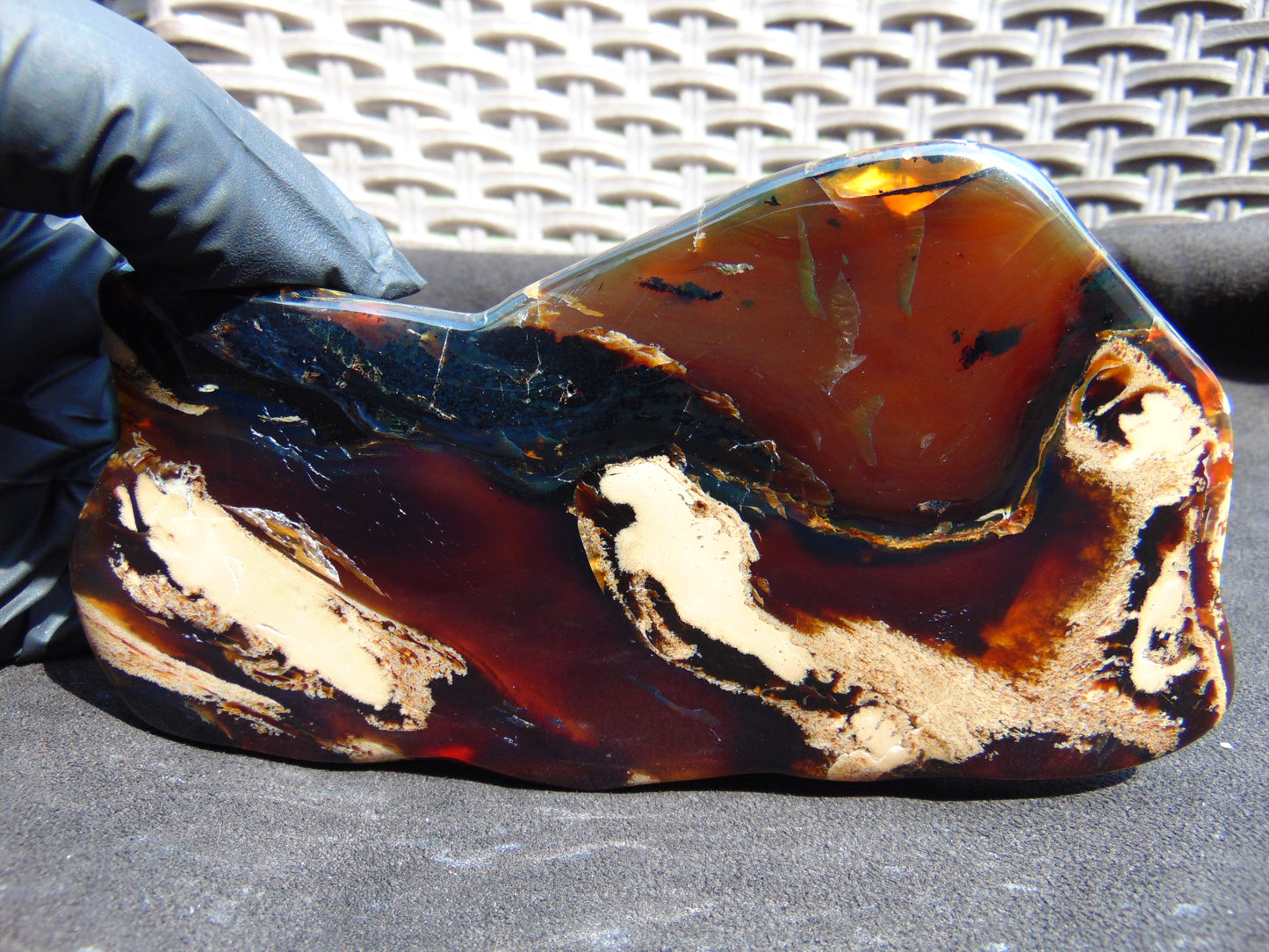 154 gram Slab polished Indonesian Sumatra Purple Yellow Amber for Healing 25A202