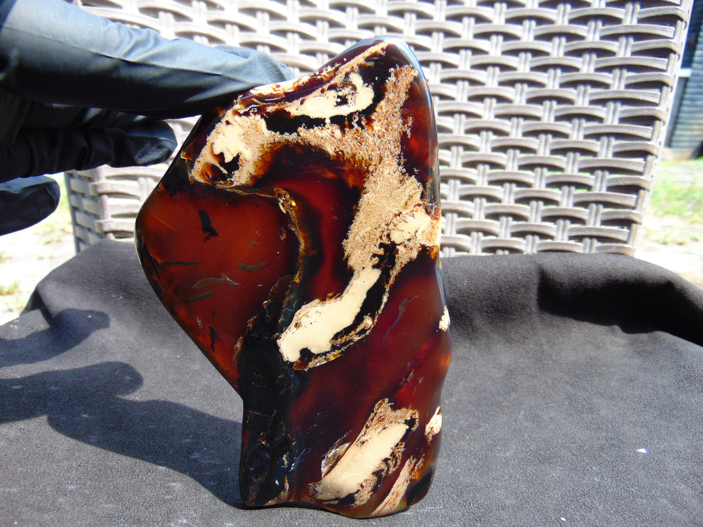 154 gram Slab polished Indonesian Sumatra Purple Yellow Amber for Healing 25A202