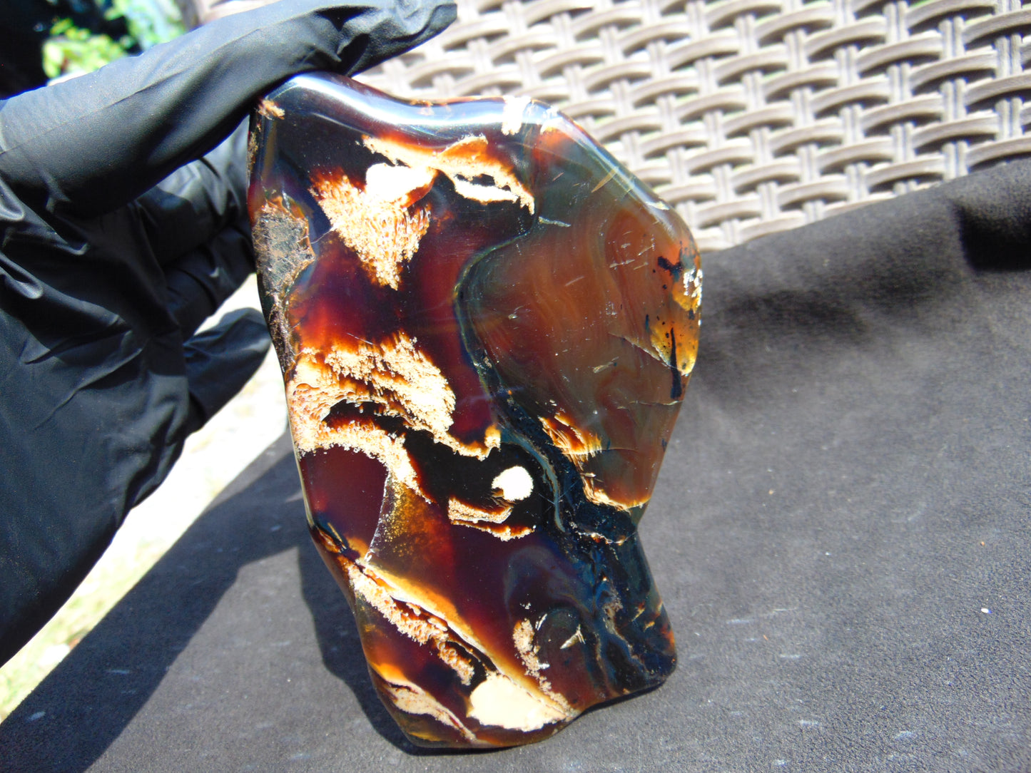 154 gram Slab polished Indonesian Sumatra Purple Yellow Amber for Healing 25A202