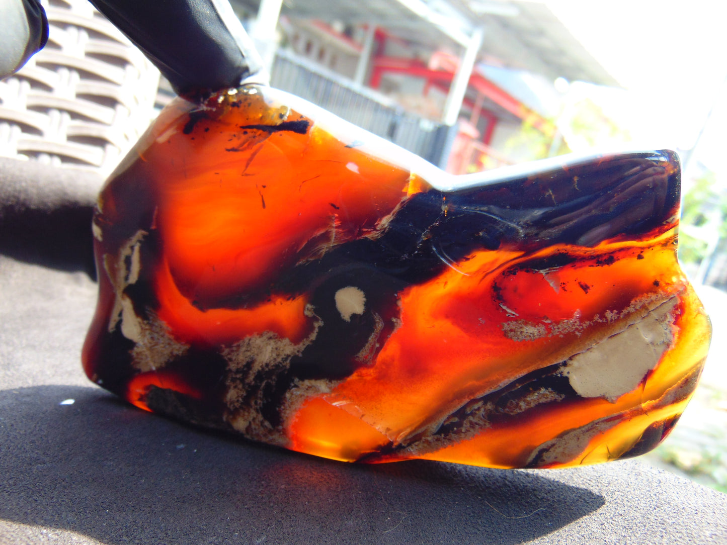 154 gram Slab polished Indonesian Sumatra Purple Yellow Amber for Healing 25A202