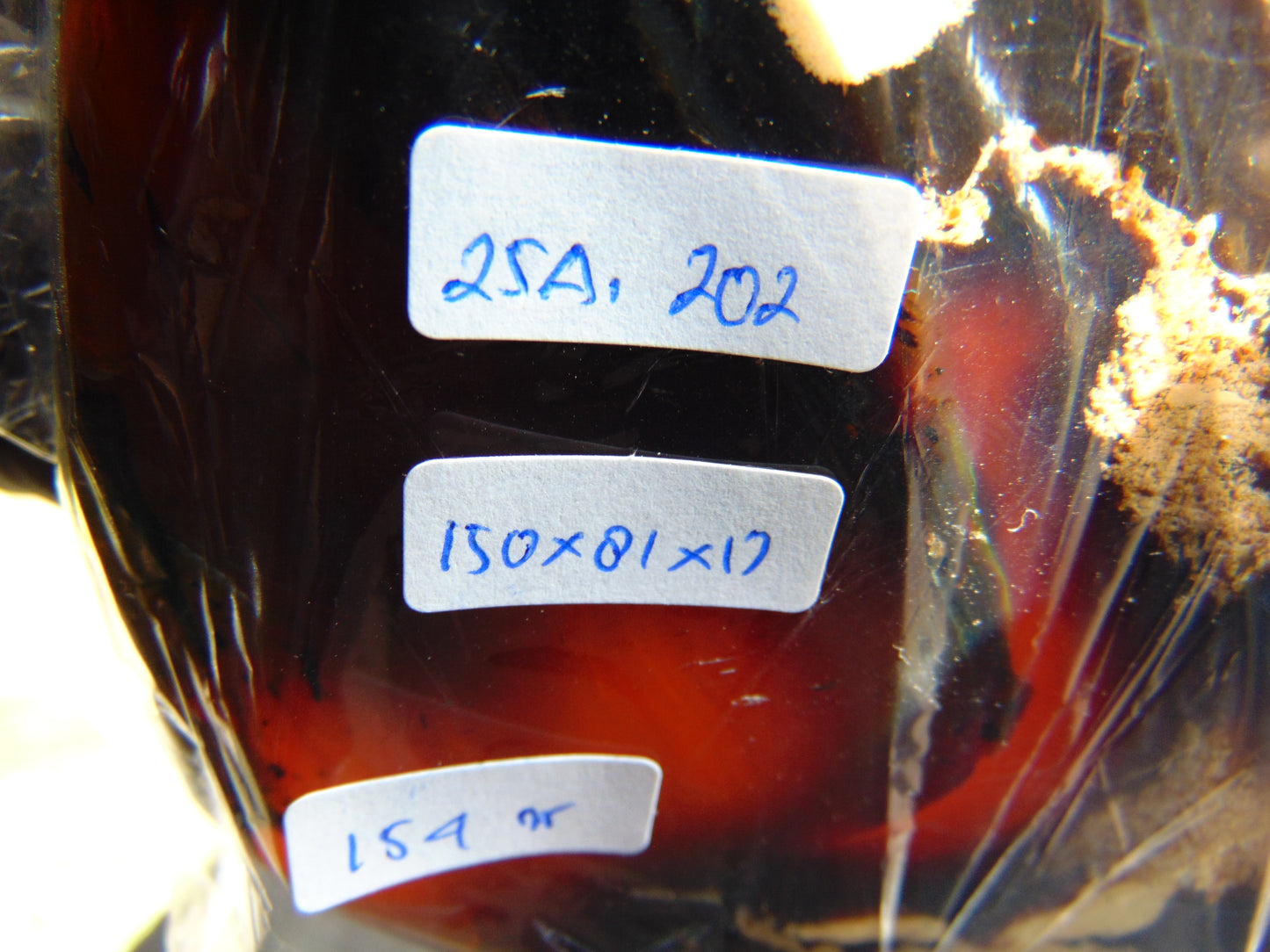 154 gram Slab polished Indonesian Sumatra Purple Yellow Amber for Healing 25A202