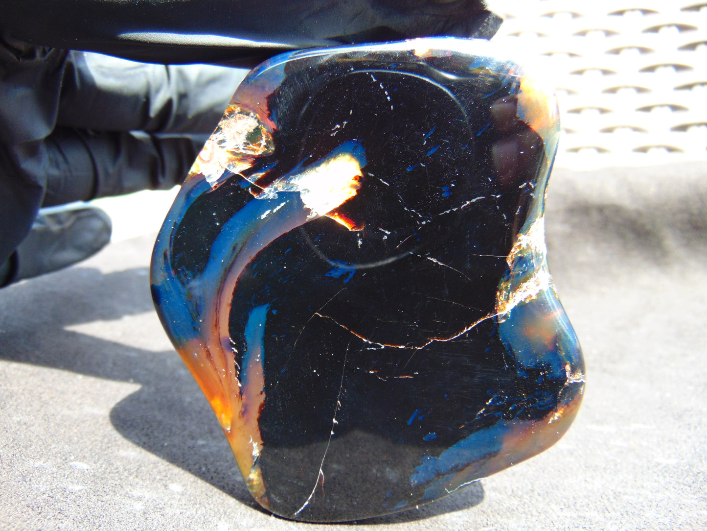 70 gram Slab polished Indonesian Sumatra Black Blue Amber for Healing 25N148