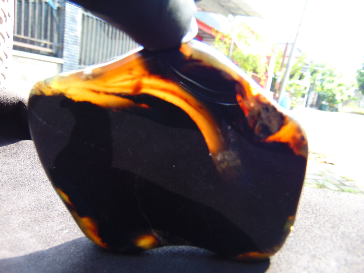 70 gram Slab polished Indonesian Sumatra Black Blue Amber for Healing 25N148
