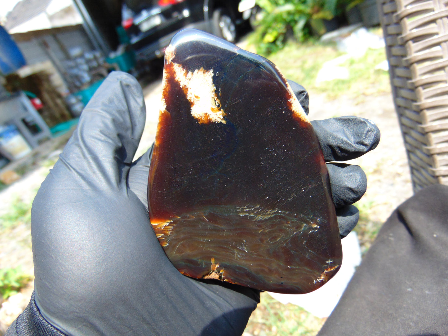 81 gram Slab polished Indonesian Sumatra Dark Red Amber for Healing 25A198