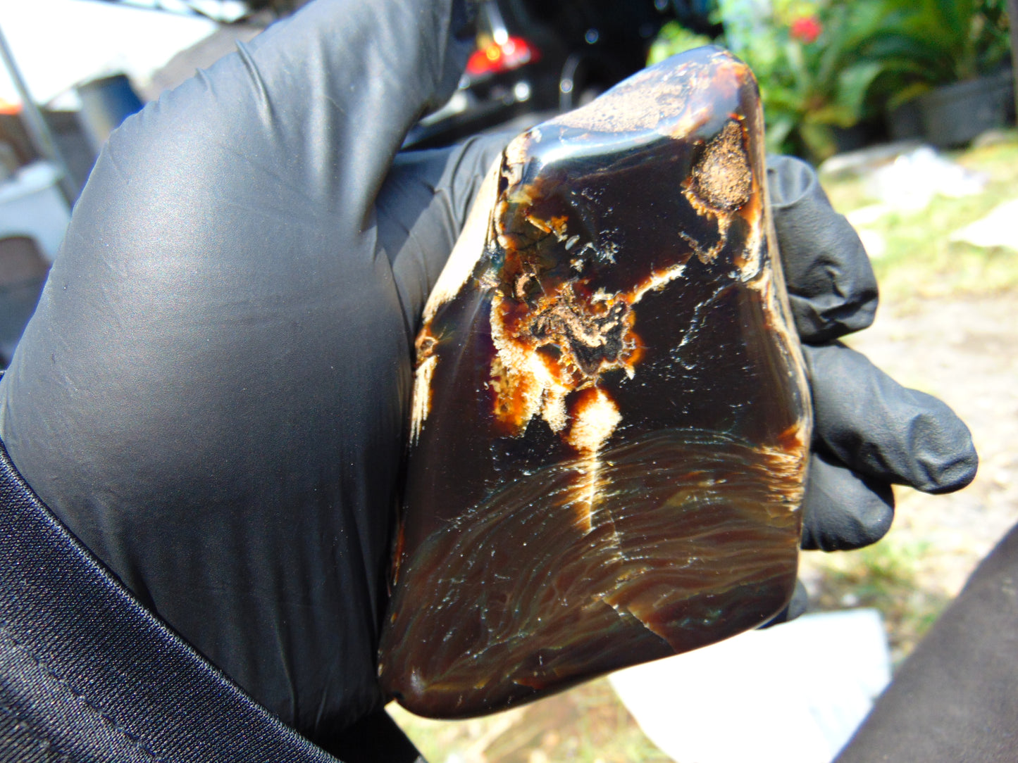 81 gram Slab polished Indonesian Sumatra Dark Red Amber for Healing 25A198