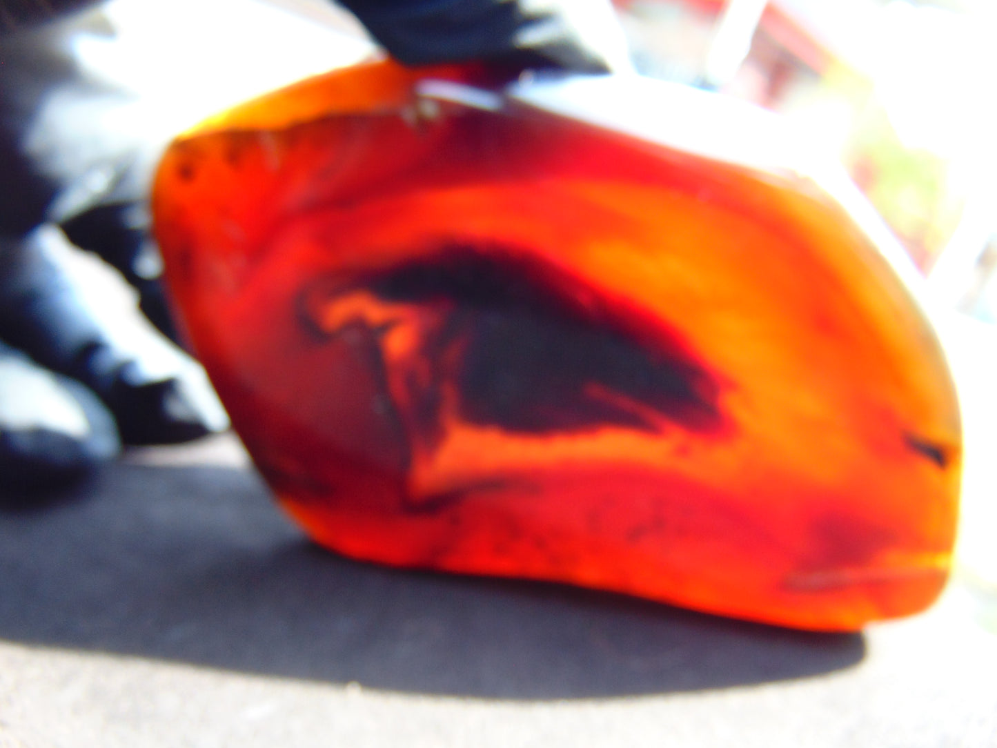 82 gram Slab polished Indonesian Sumatra Red Blue Amber for Healing 25A195