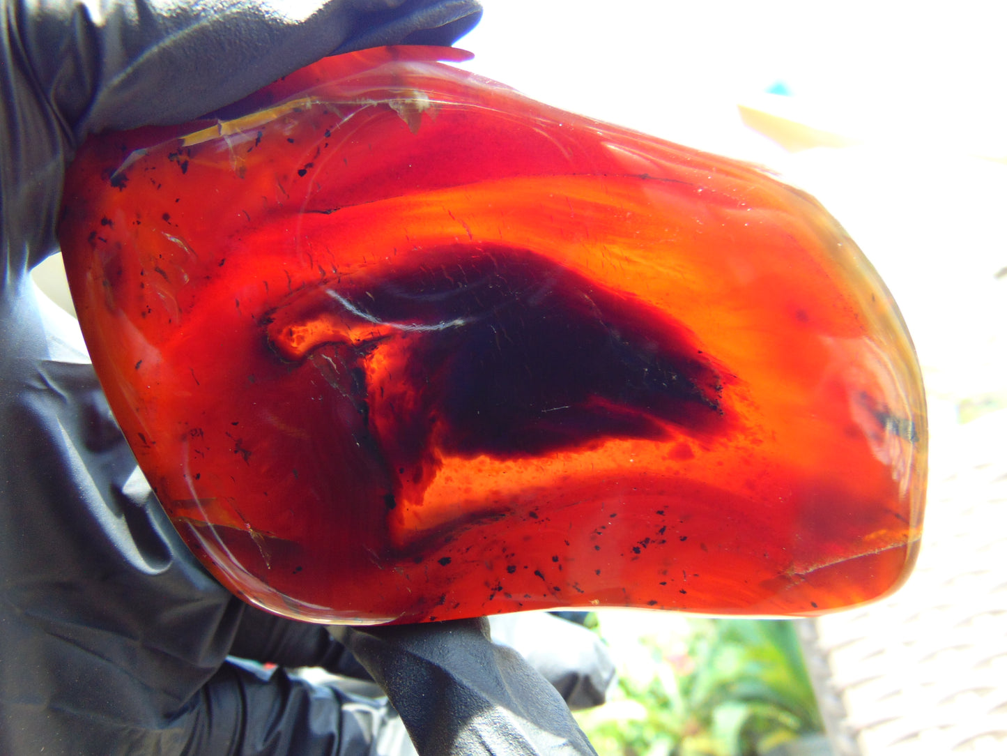 82 gram Slab polished Indonesian Sumatra Red Blue Amber for Healing 25A195
