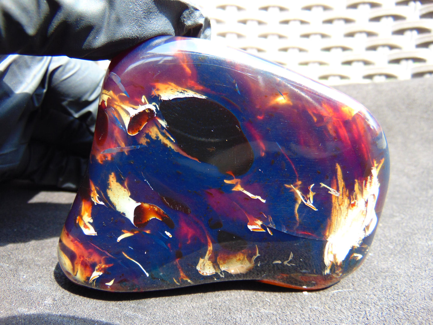 90 gram Slab polished Indonesian Sumatra Dark Blue Amber for Healing 25A190