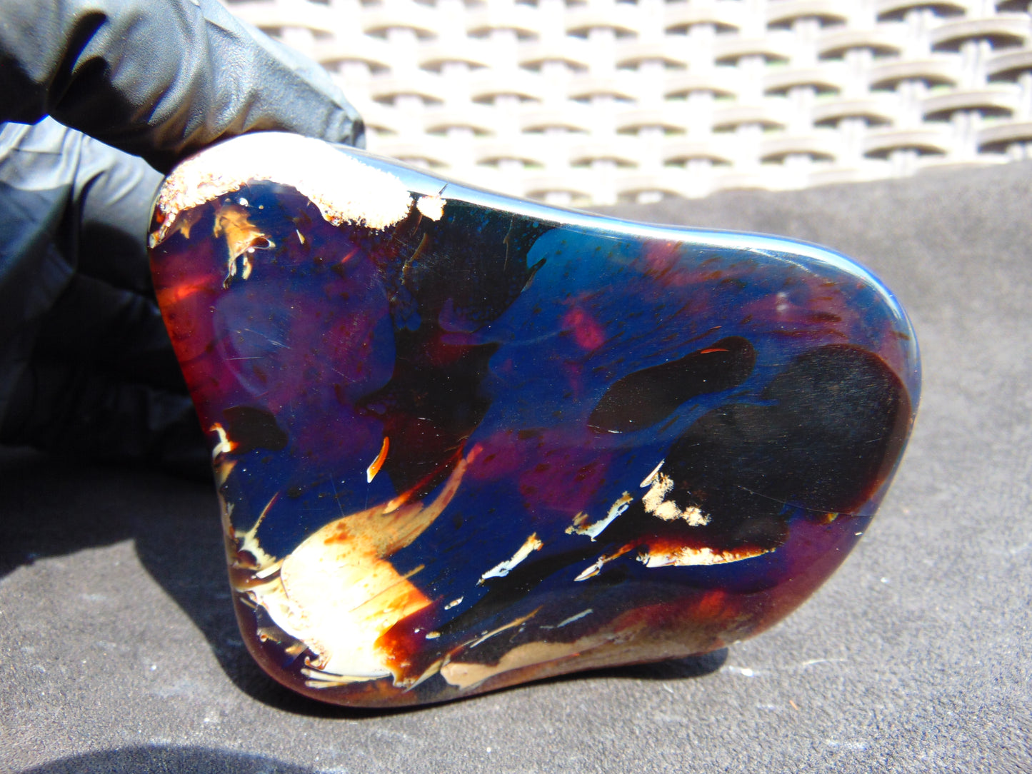 90 gram Slab polished Indonesian Sumatra Dark Blue Amber for Healing 25A190