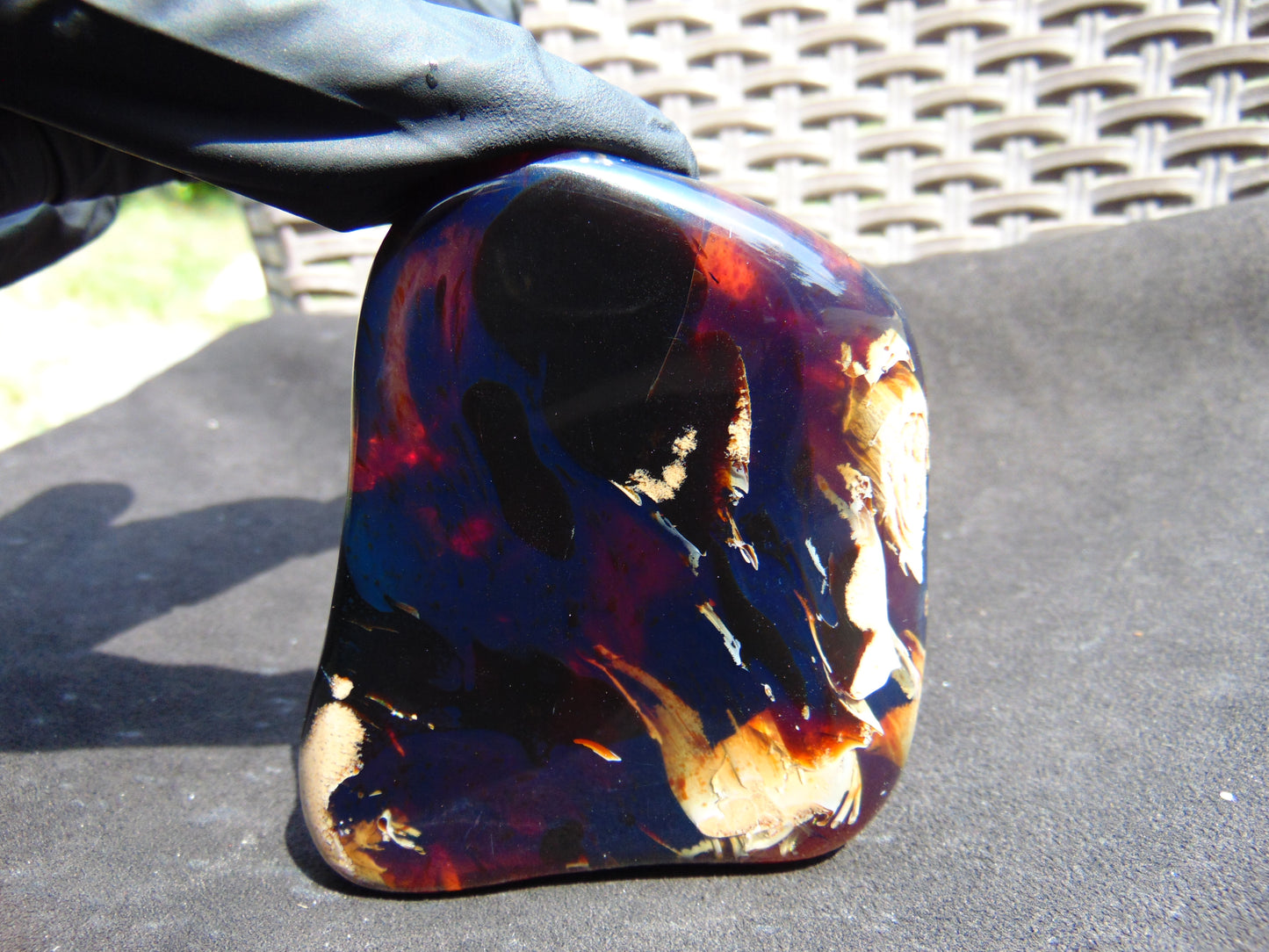 90 gram Slab polished Indonesian Sumatra Dark Blue Amber for Healing 25A190