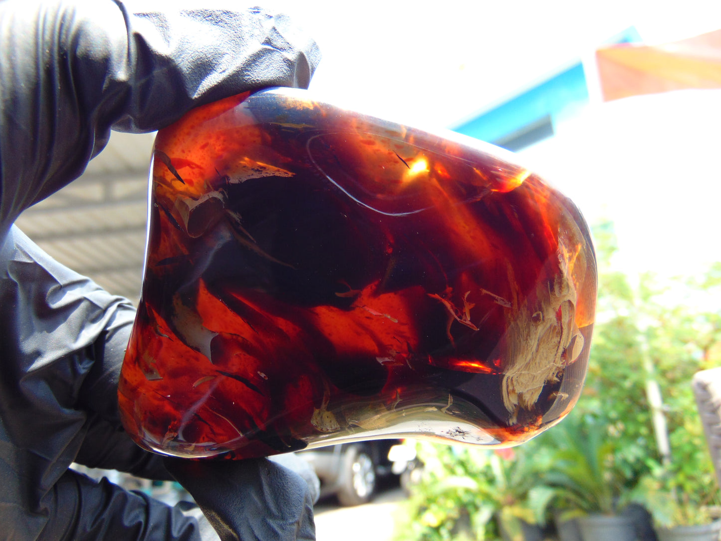 90 gram Slab polished Indonesian Sumatra Dark Blue Amber for Healing 25A190