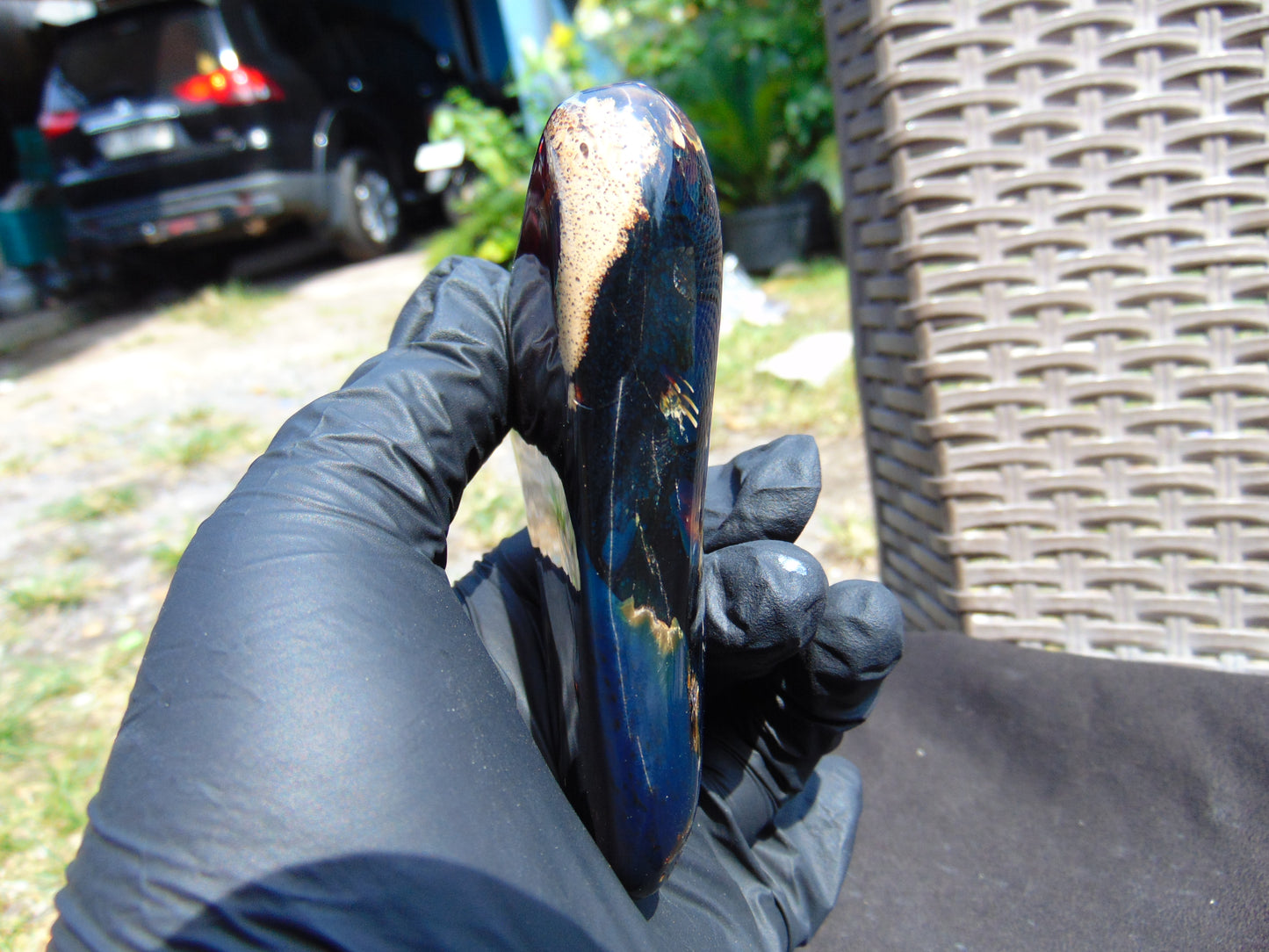 90 gram Slab polished Indonesian Sumatra Dark Blue Amber for Healing 25A190
