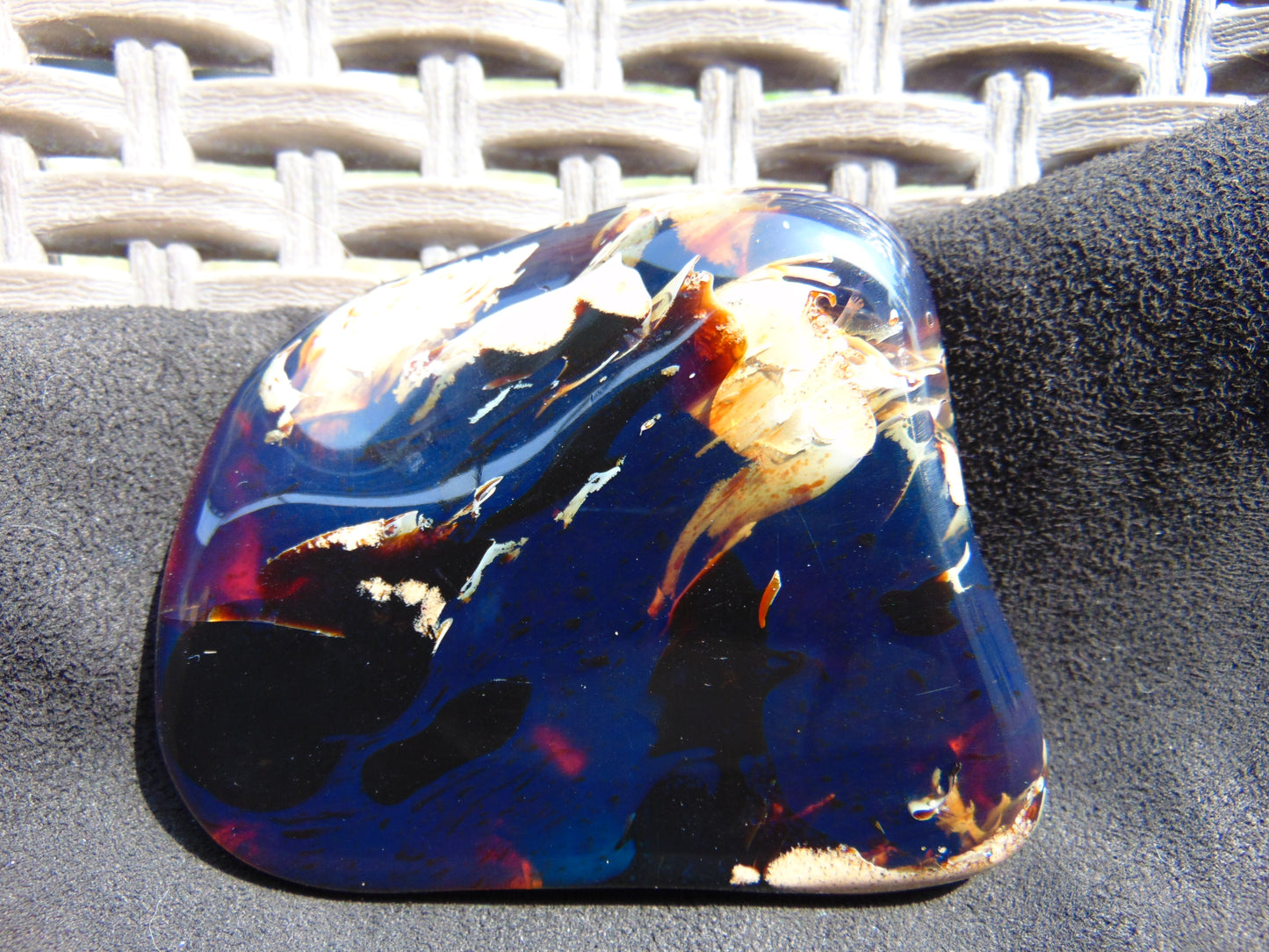 90 gram Slab polished Indonesian Sumatra Dark Blue Amber for Healing 25A190