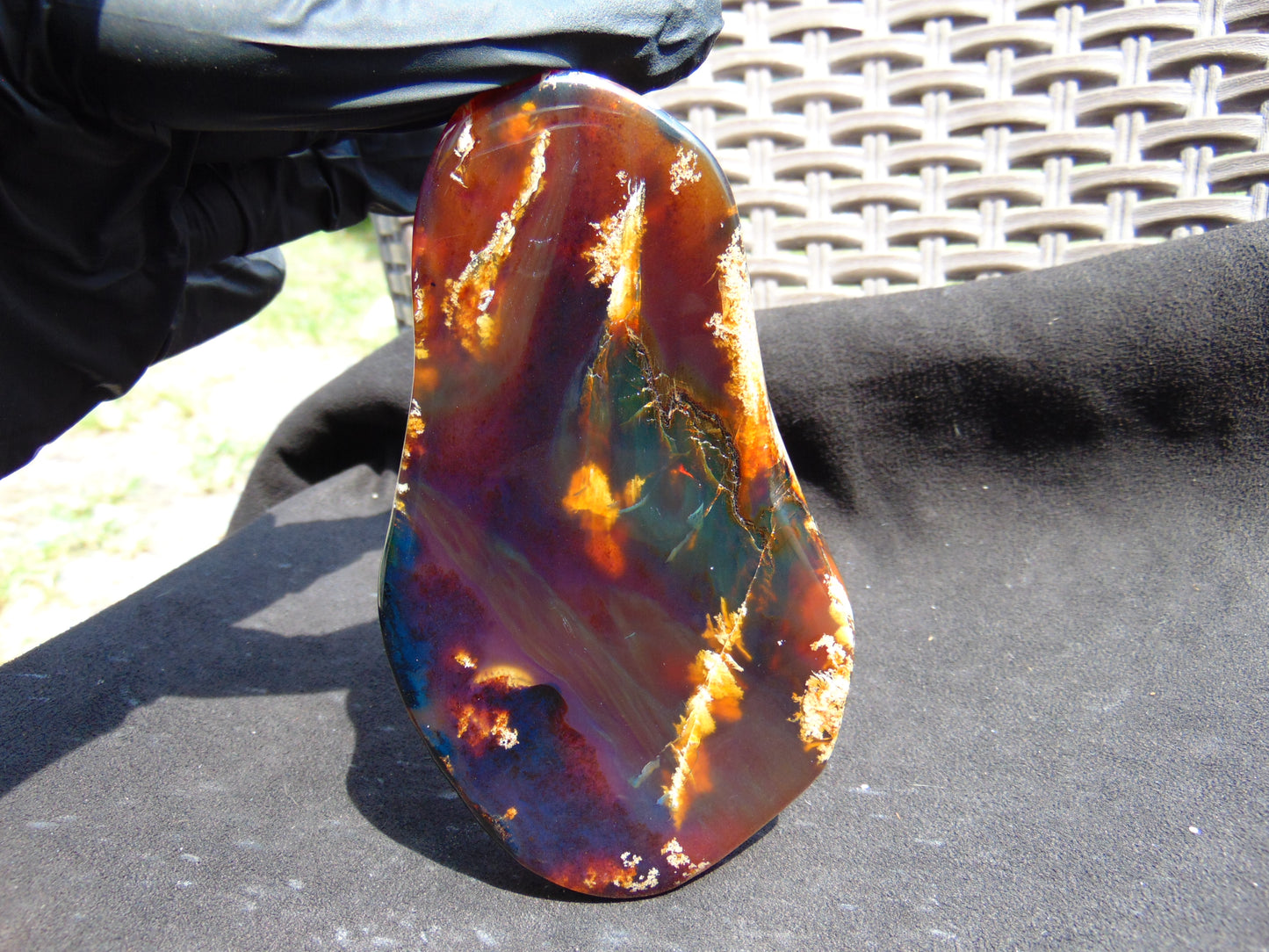 93 gram Slab polished Indonesian Sumatra Yellow Purple Blue Red Amber for Healing 25A207