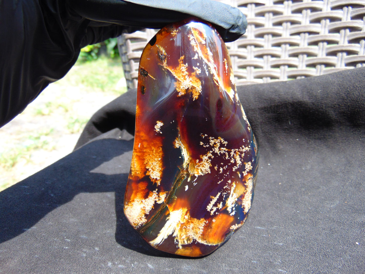 93 gram Slab polished Indonesian Sumatra Yellow Purple Blue Red Amber for Healing 25A207