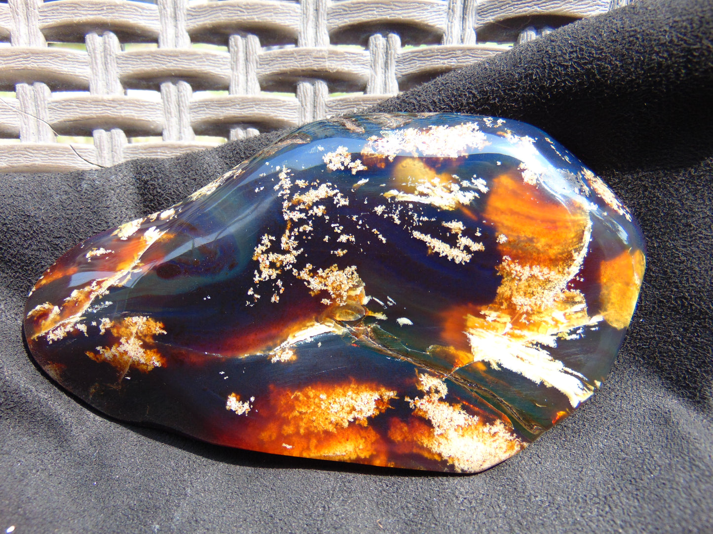 93 gram Slab polished Indonesian Sumatra Yellow Purple Blue Red Amber for Healing 25A207