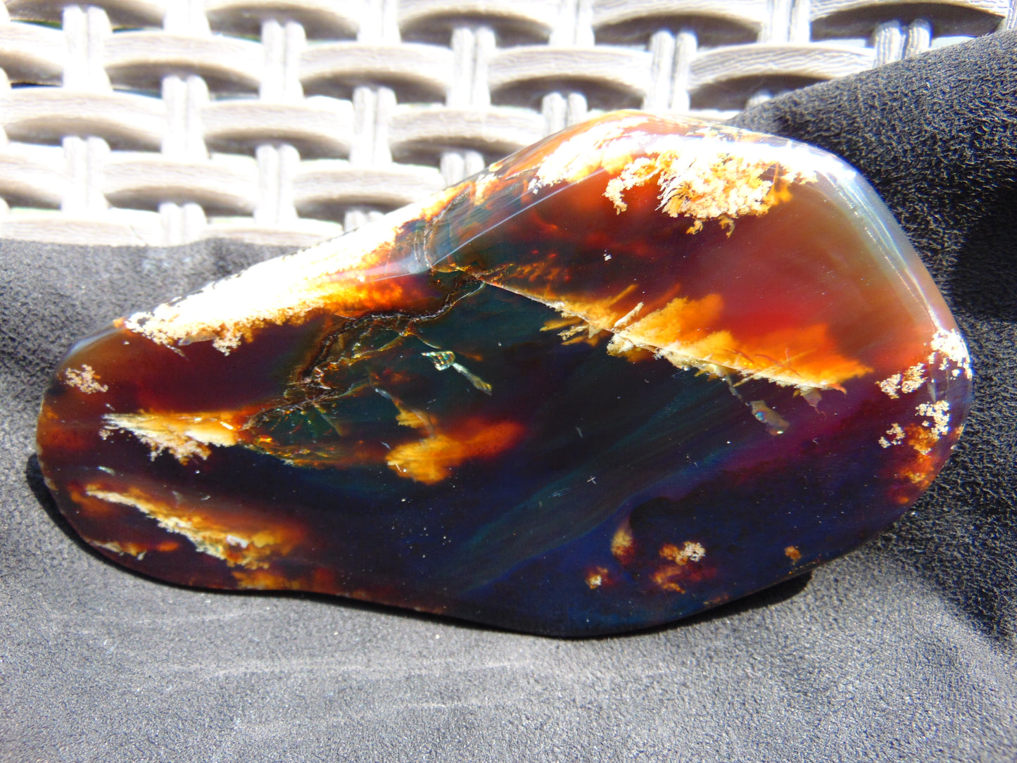 93 gram Slab polished Indonesian Sumatra Yellow Purple Blue Red Amber for Healing 25A207