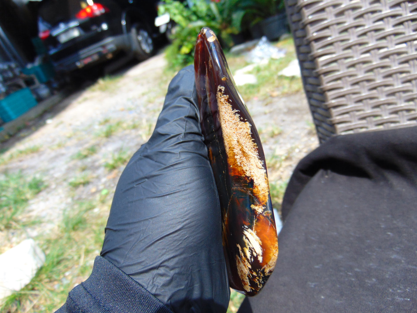 93 gram Slab polished Indonesian Sumatra Yellow Purple Blue Red Amber for Healing 25A207
