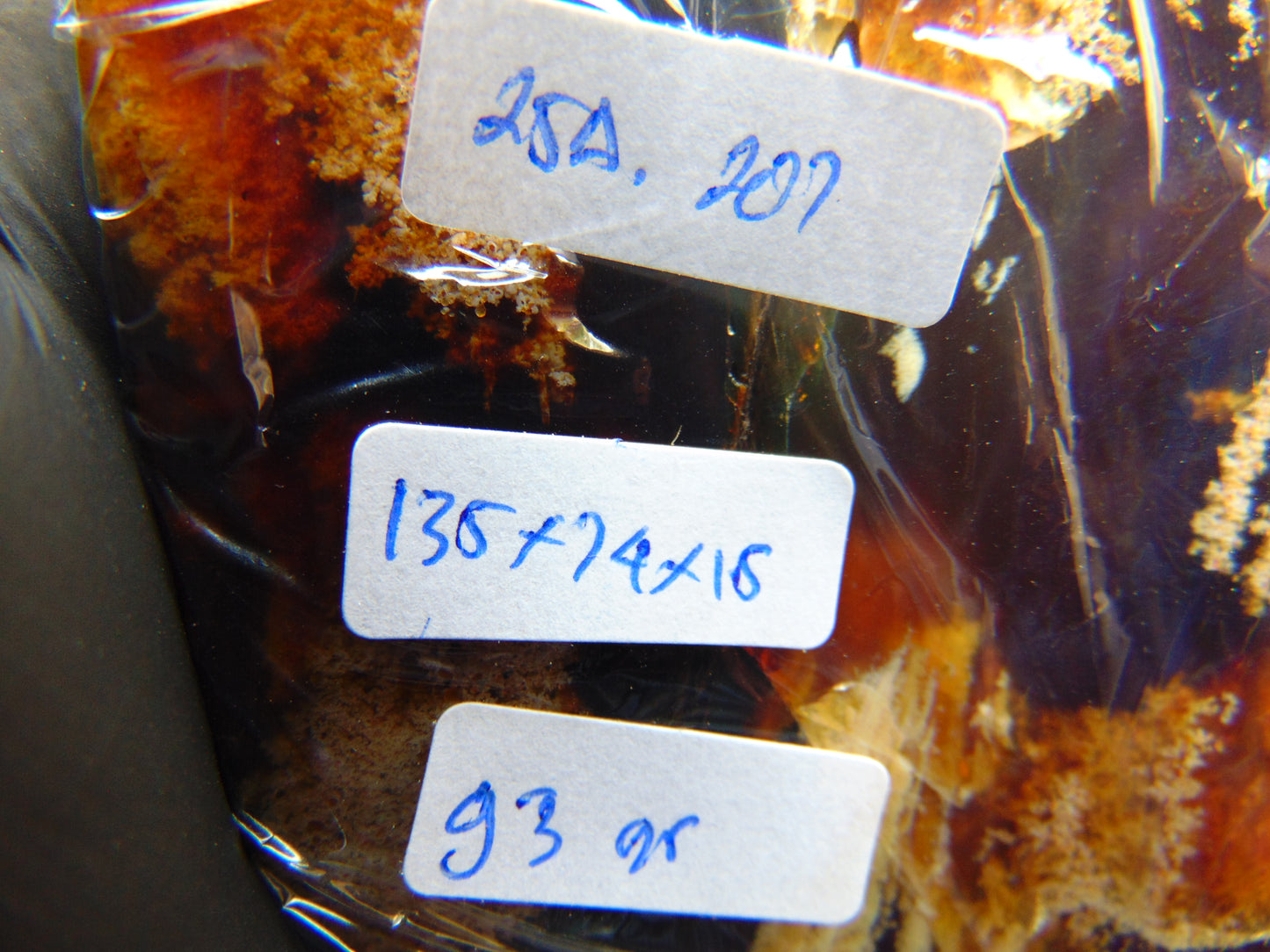 93 gram Slab polished Indonesian Sumatra Yellow Purple Blue Red Amber for Healing 25A207