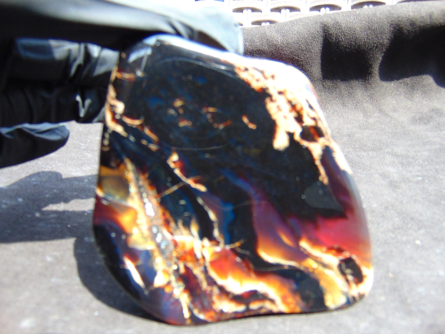89 gram Slab polished Indonesian Sumatra Zebra Blue Amber for Healing 25N150