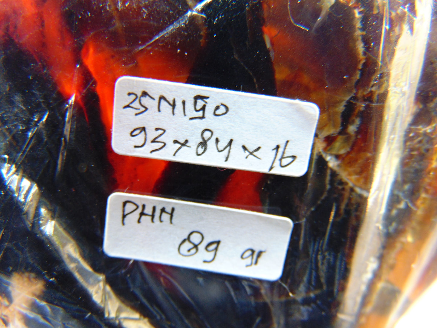89 gram Slab polished Indonesian Sumatra Zebra Blue Amber for Healing 25N150