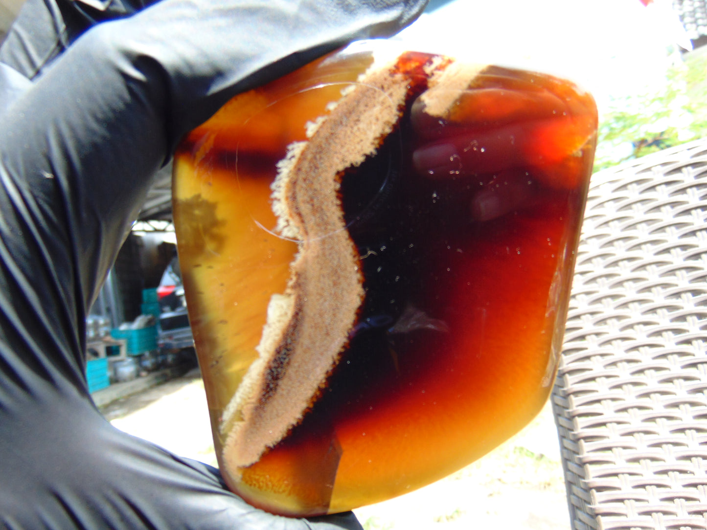 62 gram Slab polished Indonesian Sumatra Yellow Red Amber for Healing 25N141