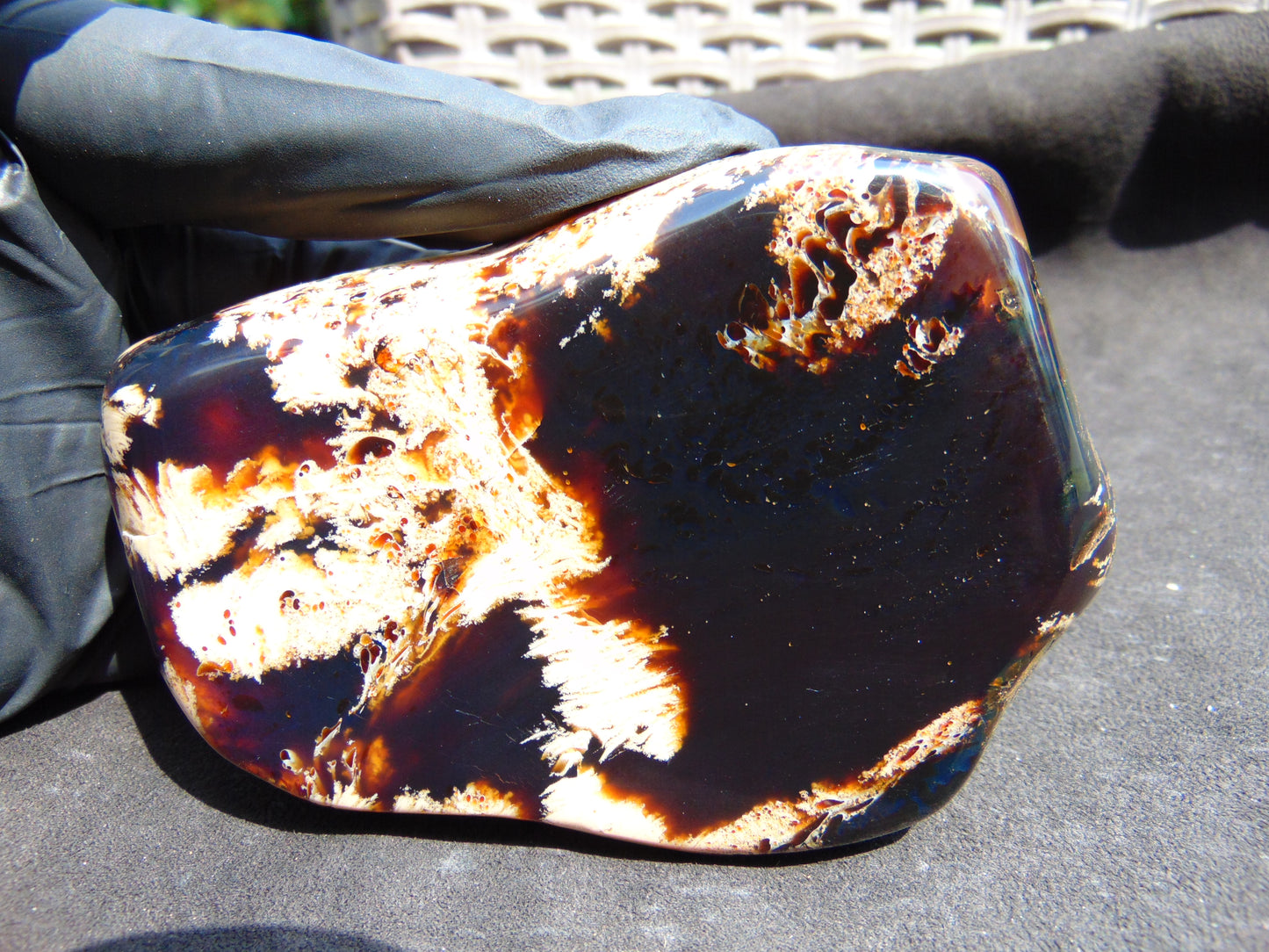 103 gram Slab polished Indonesian Sumatra White Dark Red Amber for Healing 25A210