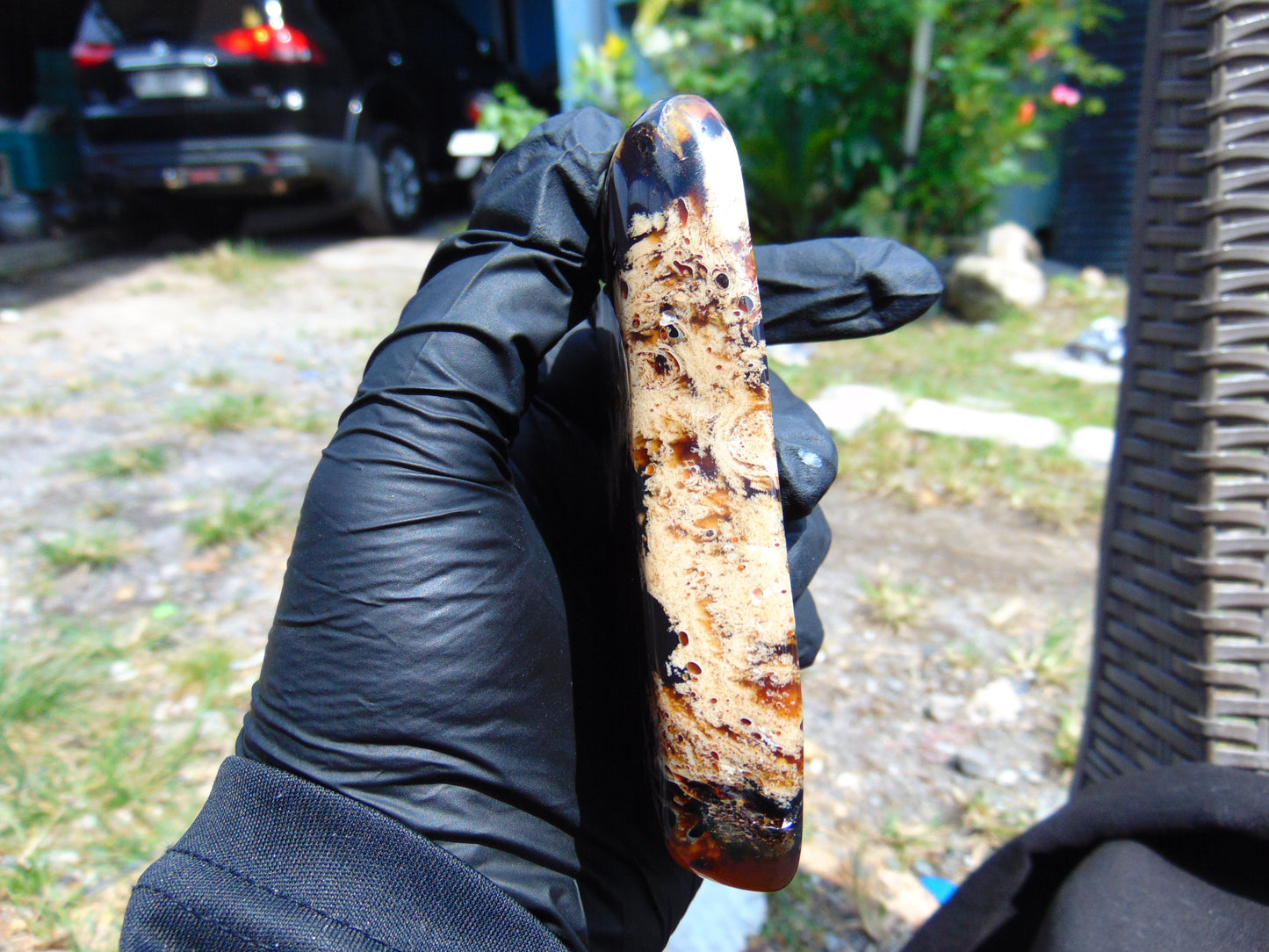 103 gram Slab polished Indonesian Sumatra White Dark Red Amber for Healing 25A210