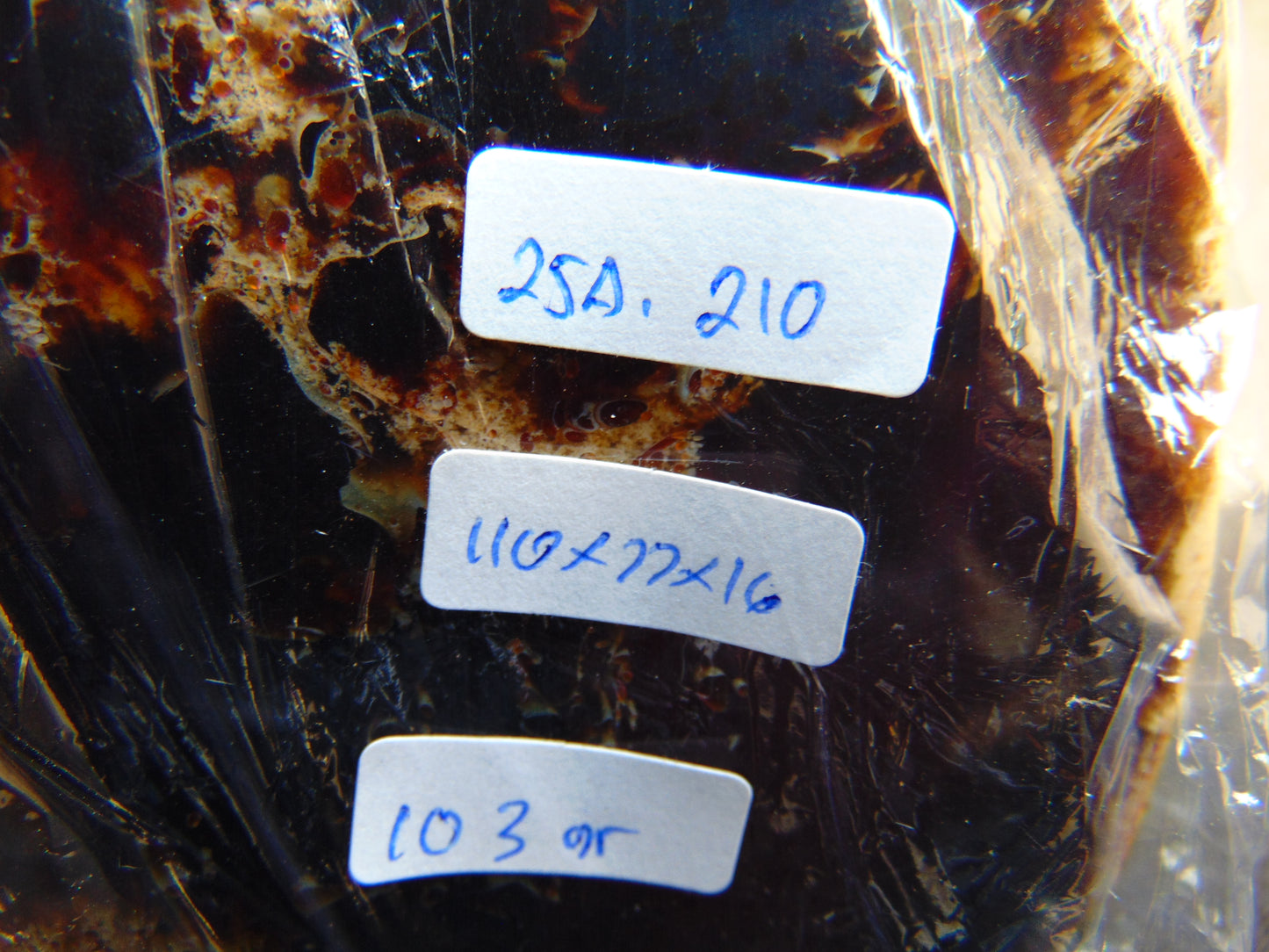 103 gram Slab polished Indonesian Sumatra White Dark Red Amber for Healing 25A210