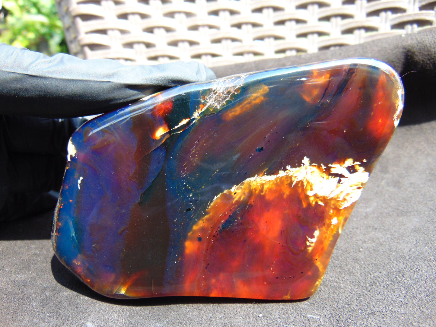 119 gram Slab polished Indonesian Sumatra Yellow Blue Amber for Healing 25N156