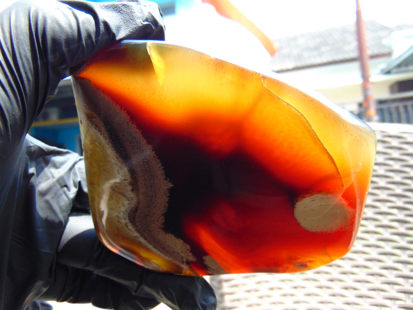 136 gram Slab polished Indonesian Sumatra Yellow Red Amber for Healing 25A203