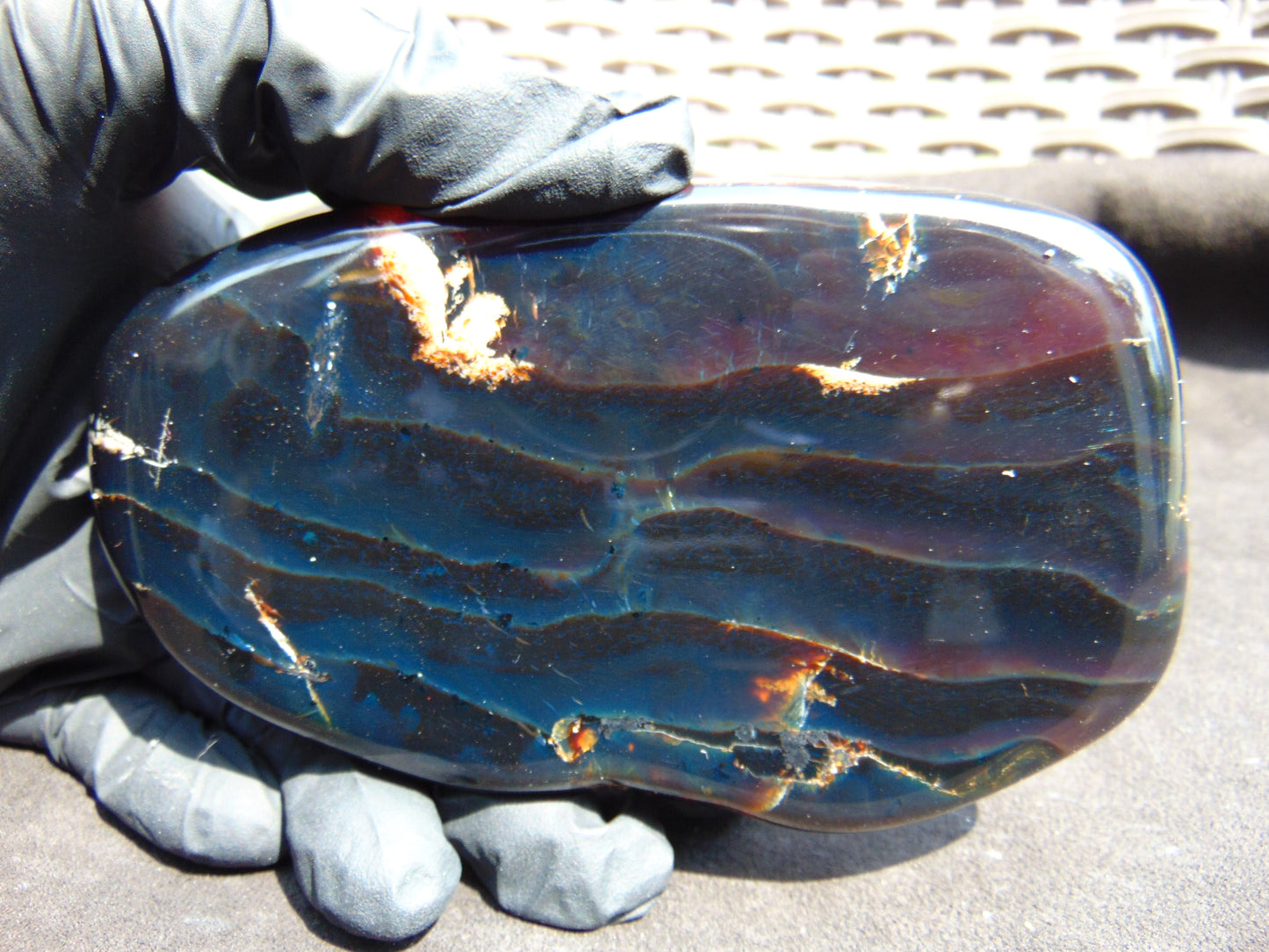 119 gram Slab polished Indonesian Sumatra Dark Blue Amber for Healing 25N153
