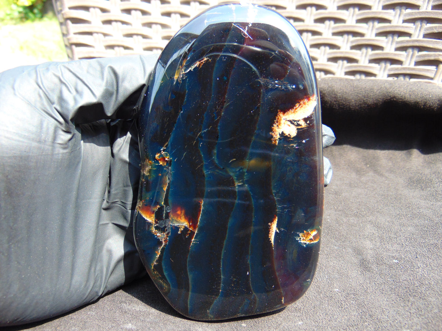 119 gram Slab polished Indonesian Sumatra Dark Blue Amber for Healing 25N153