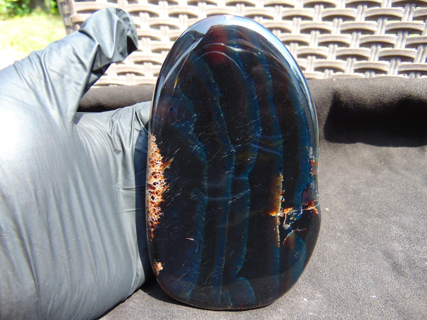 119 gram Slab polished Indonesian Sumatra Dark Blue Amber for Healing 25N153