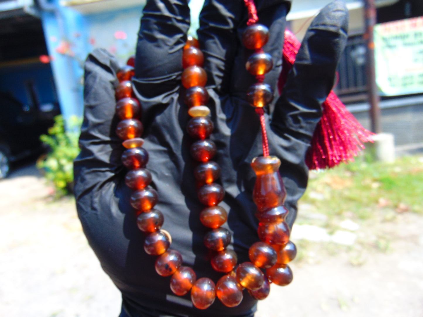 28 gr Hand Tasbih 33+3 Beads 10 mm Indonesian Red Amber for Healing TB11i33