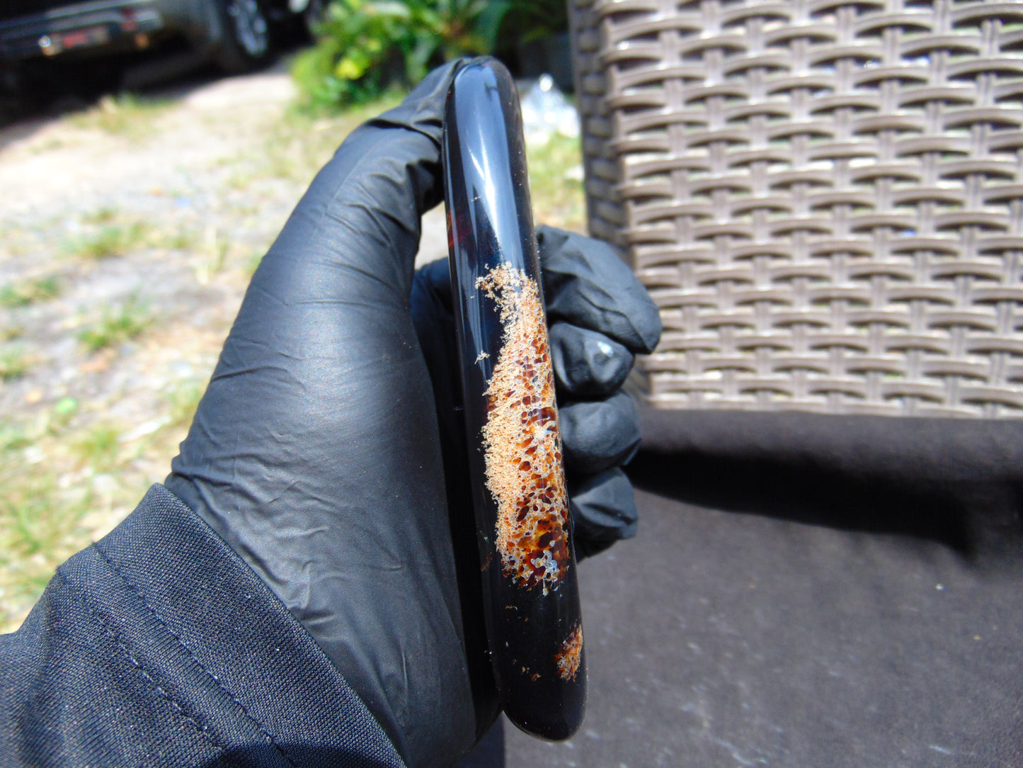 119 gram Slab polished Indonesian Sumatra Dark Blue Amber for Healing 25N153