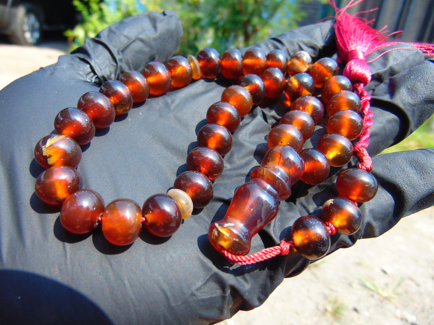 28 gr Hand Tasbih 33+3 Beads 10 mm Indonesian Red Amber for Healing TB11i33