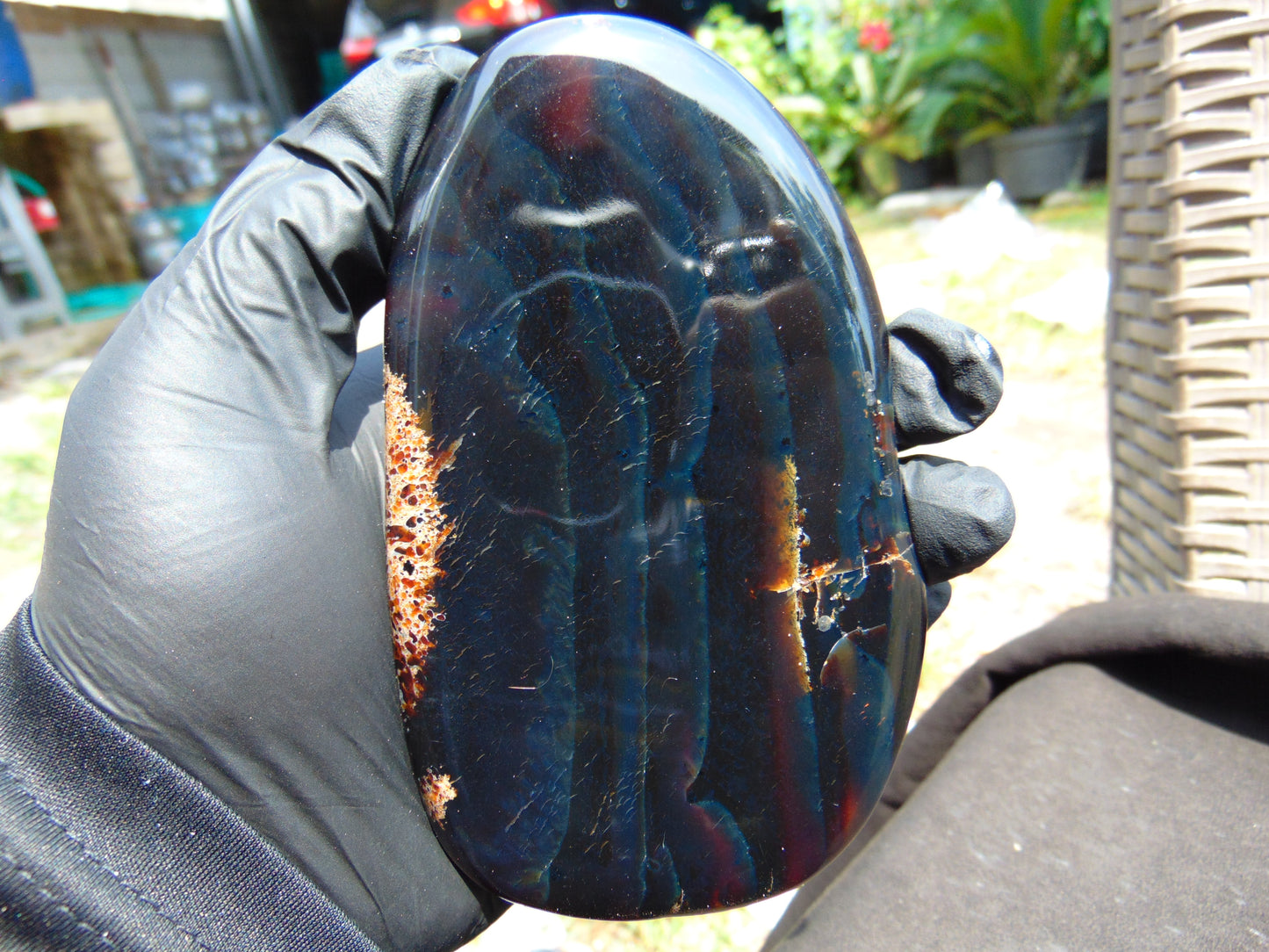 119 gram Slab polished Indonesian Sumatra Dark Blue Amber for Healing 25N153