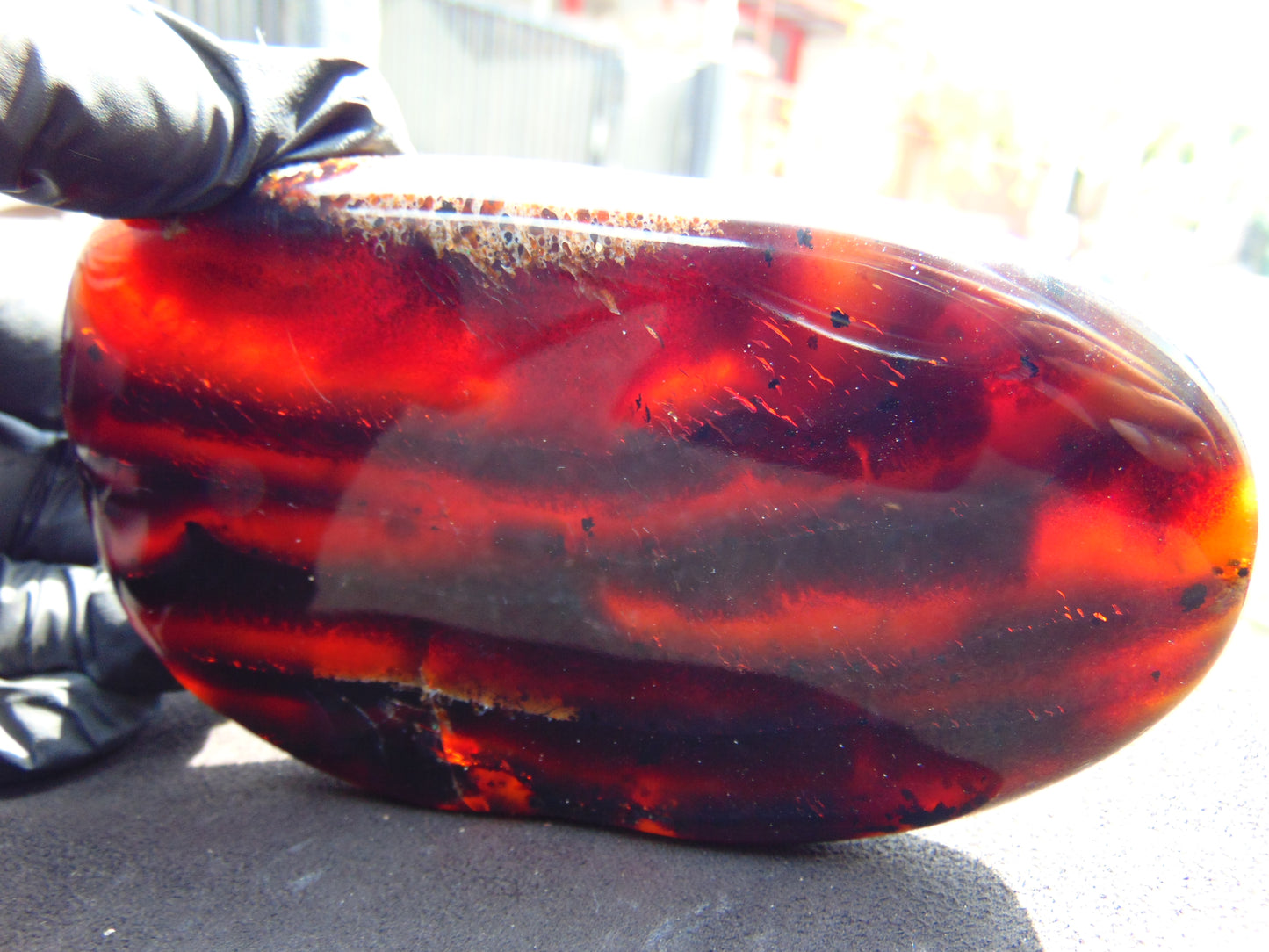 119 gram Slab polished Indonesian Sumatra Dark Blue Amber for Healing 25N153